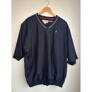 Cutter & Buck Mens XXL Navy Blue V-Neck Short Sleeve Golf Windbreaker Pullover